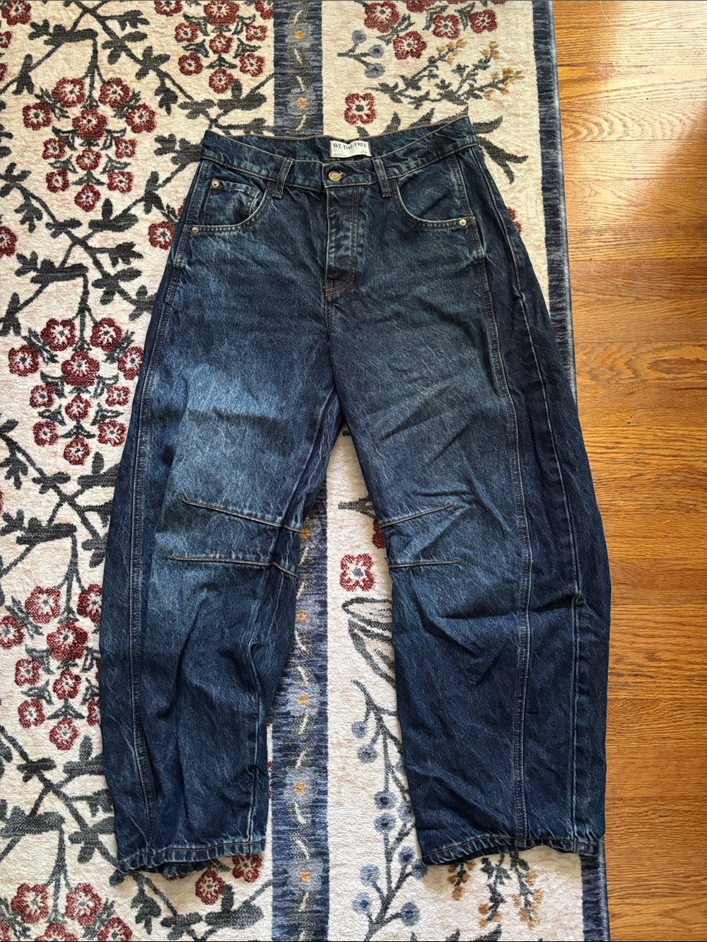 We The Free Dark Blue Relaxed Barrel Jeans